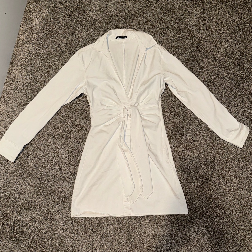 White Zara Poplin Dress